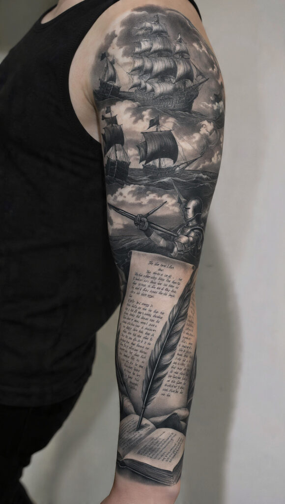 men s tattoo sleeve ideas that tell a 8