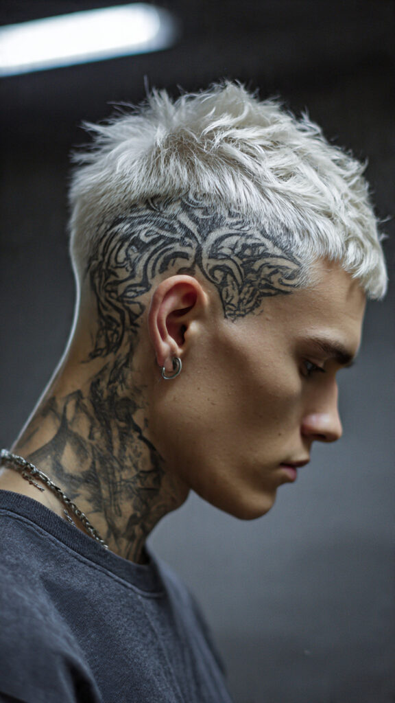 the bleached fade with designs hairstyle of