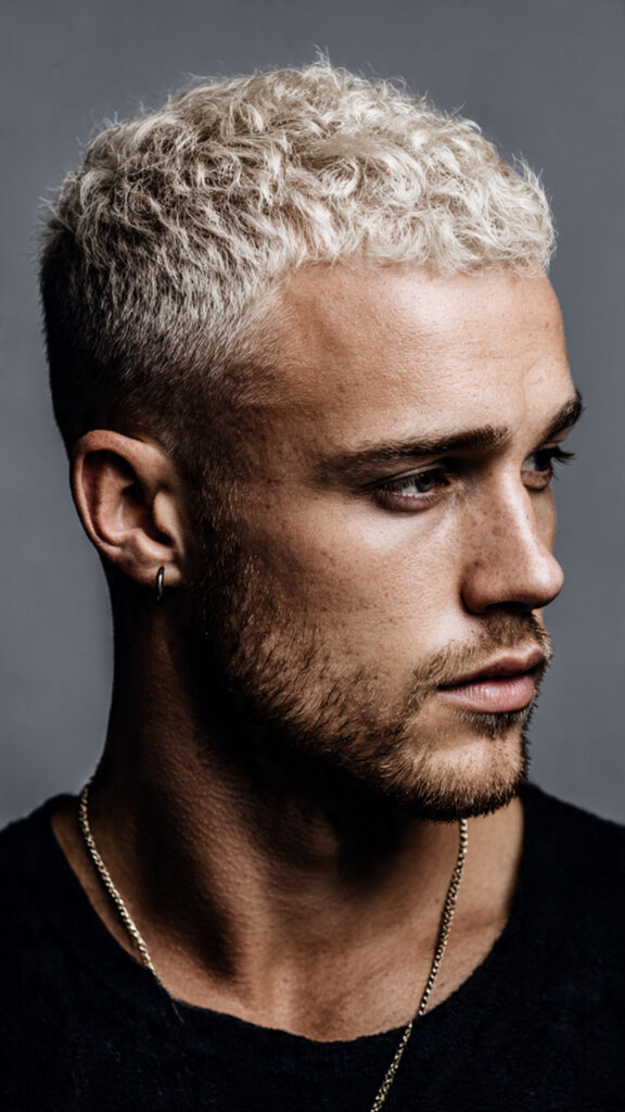 the blonde buzz cut with dark roots