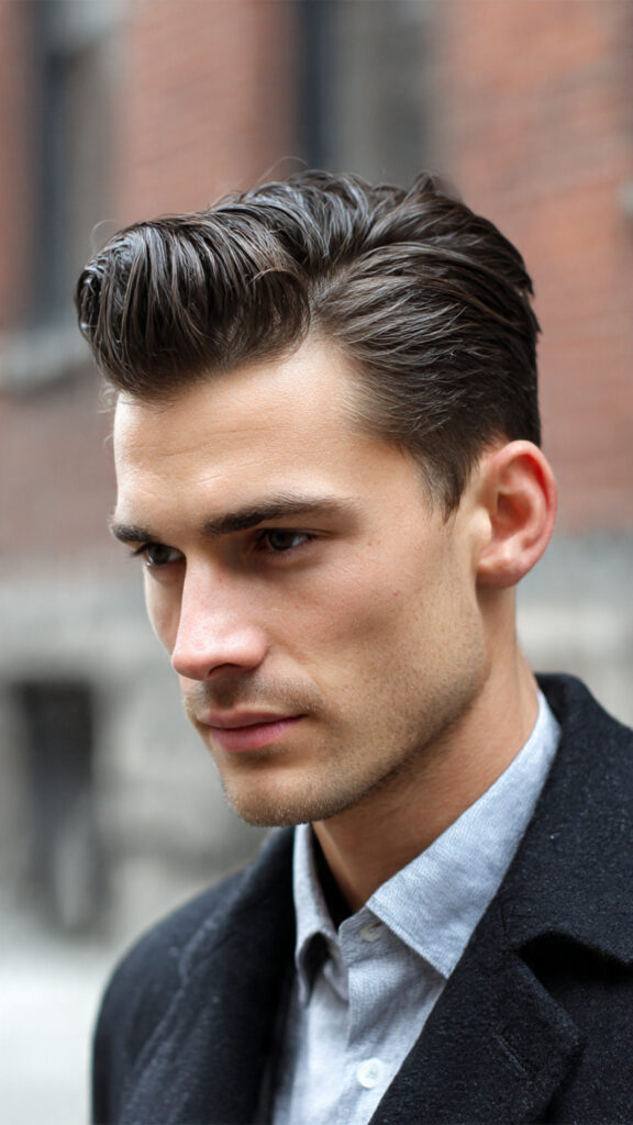 the classic side swept style hairstyle of men the classic side swept style hairstyle of men
