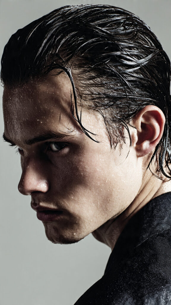 the slicked back wet look hairstyle of men 1 the slicked back wet look hairstyle of men 1