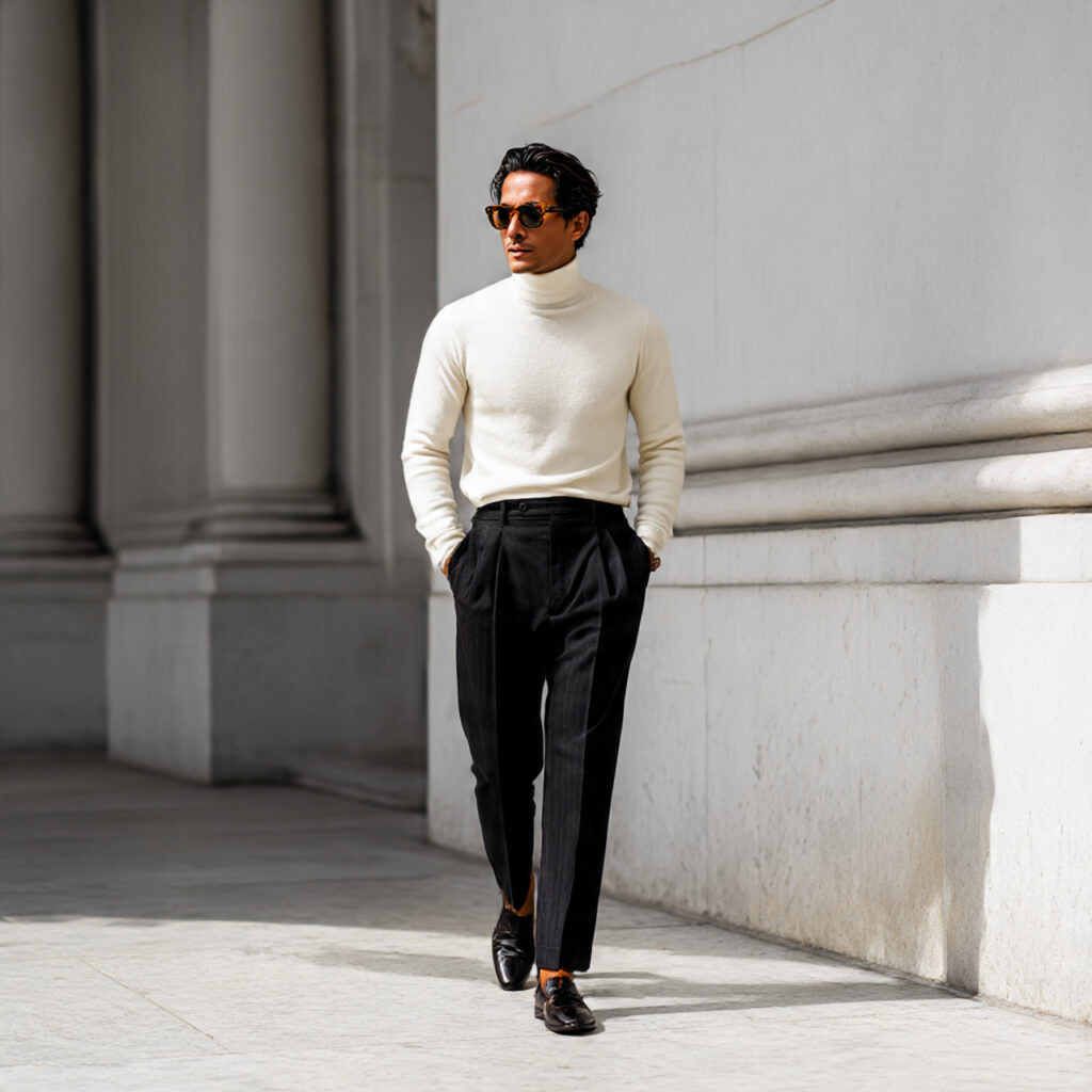 the versatile turtleneck trousers