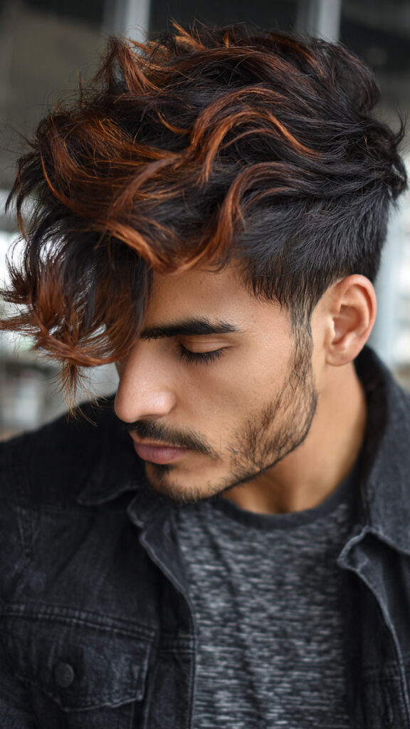 men s caramel balayage on black hair