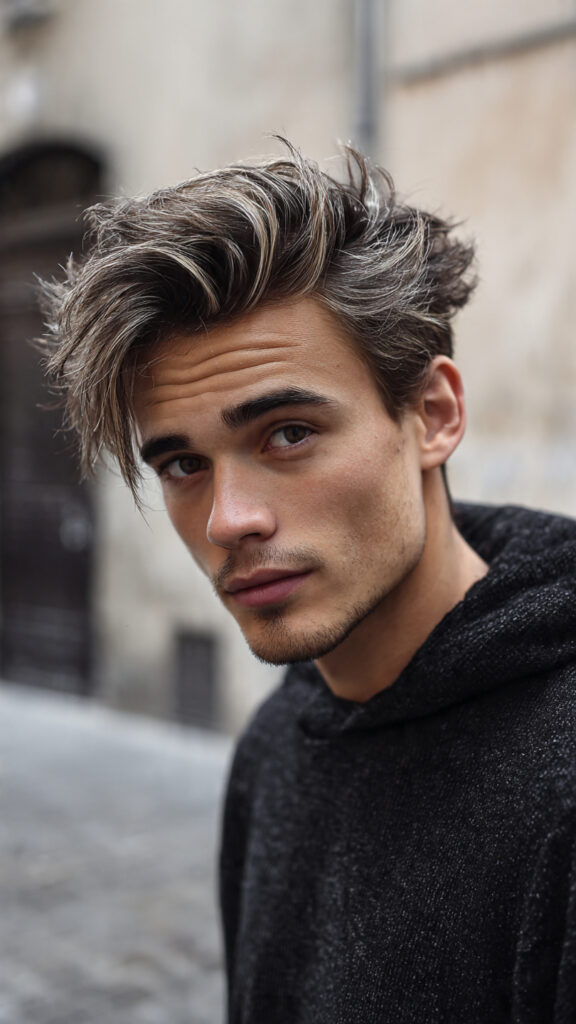 men s hair with ash blonde highlights on