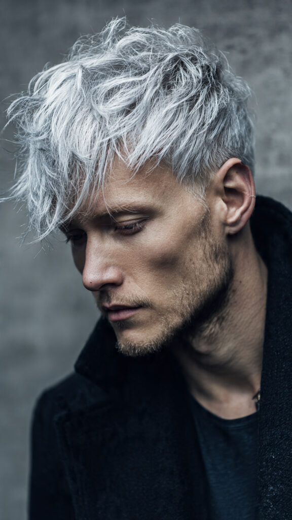 men s hair with icy platinum tips