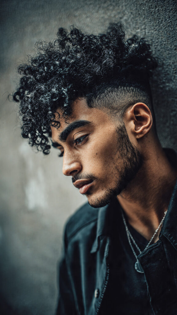 the afro with a disconnected drop fade