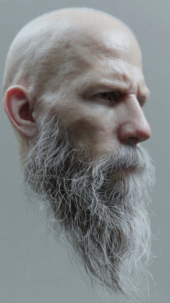 the clean balded head with a beard