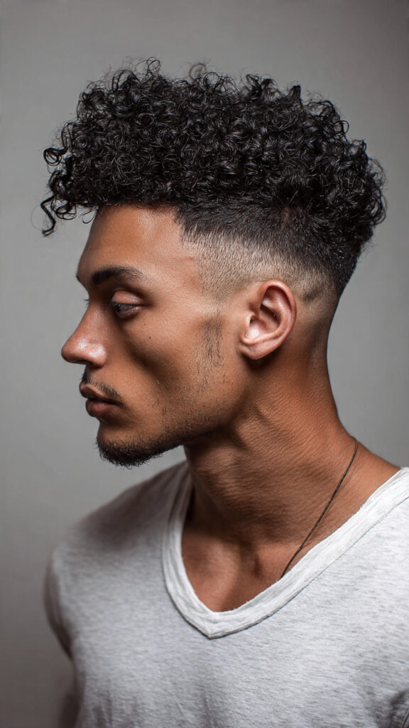 the curly high top fade