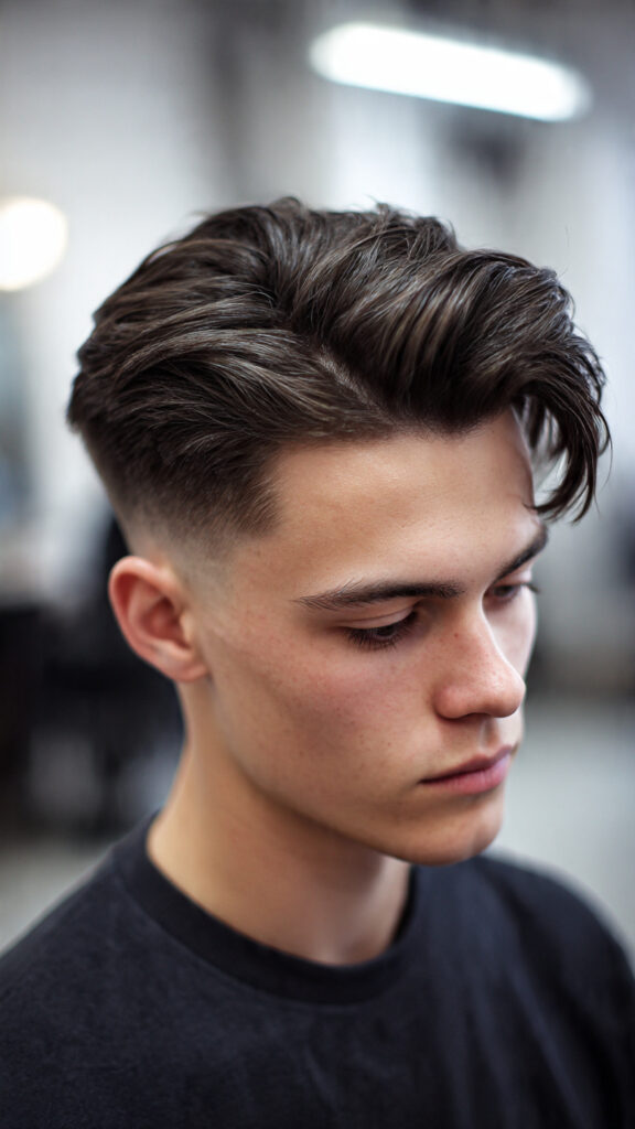 the side swept quiff with a low skin